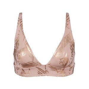 Lively, metallic bra, size small, beige, and rose gold